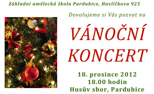 Pozvánka na Vánoční koncert 18.12. v Husově sboru